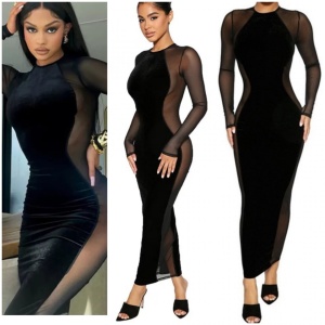 Rochie catifea cu plasa maxi