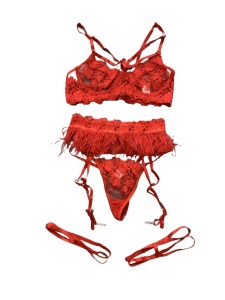 Set Lenjerie intima cu fulgi negru/ rosu - Img 5