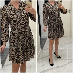 Rochie cu decolteu in V animal print maro