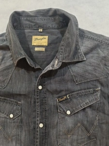 Cămașă Wrangler Denim Neagră Slim Fit – Mărimea L - Img 2
