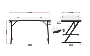 Gejmerski sto 120x60cm Huzaro Hero 2.5 White - Img 3