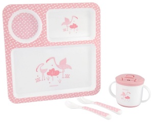 KikkaBoo Set posuđa 4 dela Flamingo Pink - Img 2