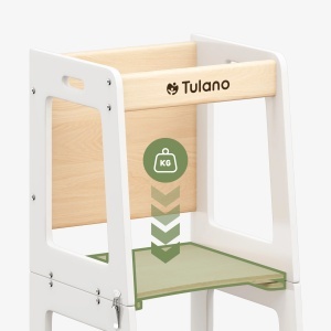 Prikaz stabilnog drvenog postolja i visoke nosivosti do 60kg na Tulano Mooby 35 White-Natural tornju