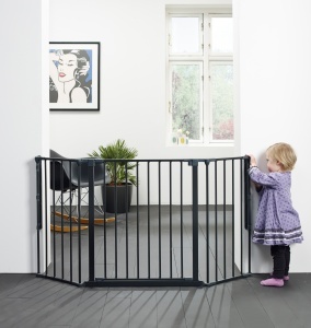 BabyDan Flex M sigurnosna ogradica 90–146 cm crna, zidna montaža - Img 2