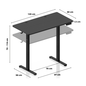 Huzaro Hero 8.1 Black Gejmerski električni sto 120x60cm sa regulacijom visine - Img 4