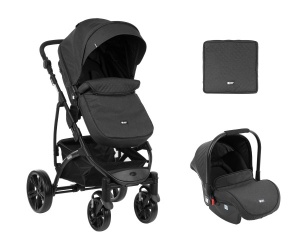 KikkaBoo Kolica za bebe NALA Crna set 2in1 sa autosedištem