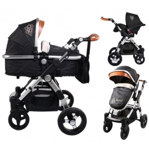 Kolica za bebe "Luxor" 2 u 1 Crna, set sa autosedištem