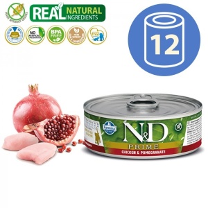 N&D Vlažna hrana Can Cat Prime Kitten Chicken&Pomegranate 80g x 12kom pakovanje