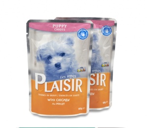 Plaisir Vlažna hrana preliv za pse junior piletina 100g
