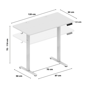 Huzaro Hero 8.1 White Gejmerski električni sto 120x60cm sa regulacijom visine - Img 4