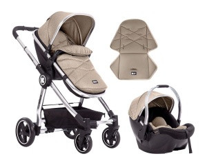 KikkaBoo Kolica za bebe ALLURE Bež set 2in1 sa autosedištem