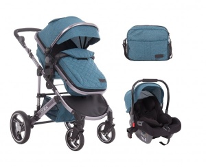 KikkaBoo Kolica za bebe D'ORA Zelena set 2in1 sa autosedištem