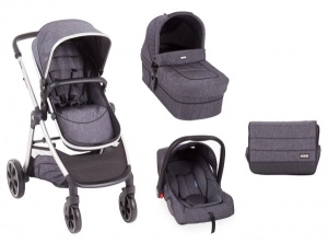 KikkaBoo Kolica za bebe MAUI Siva set 3in1 sa autosedištem i tvrdom korpom - Img 4