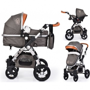 Kolica za bebe "Luxor" 2 u 1 Siva, set sa autosedištem