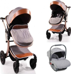Kolica za bebe "Sofie" 2 u 1 Siva, set sa autosedištem