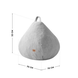 Prikaz dimenzija dečijeg lejzi bega Mark Adler Comfy 1.0 Children Grey 70 cm x 70 cm x 53 cm