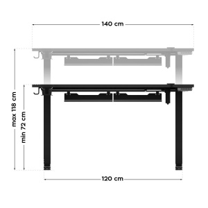 Podesivi Električni Gejmerski sto 140x70cm Huzaro Hero 8.7 RBG Black - Img 2