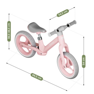 Pink balans bicikl Tulano Route 45 za decu sa dmenzijama