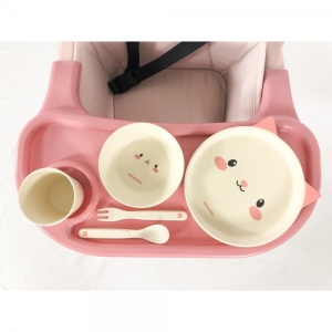 KikkaBoo Set posuđa od bambusa Cat Pink - Img 3