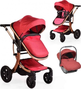 Kolica za bebe "Sofie" 2 u 1 Crvena, set sa autosedištem