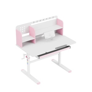 Roze podesivi dečiji radni sto 100cm Mark Adler Study 5.7 Pink sa gornjom policom i držačem