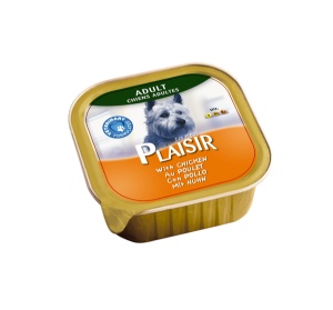 Plaisir pašteta Vlažna hrana za pse piletina 150g