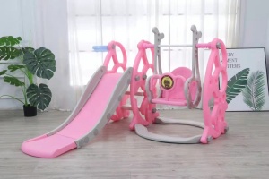Sklapajući dečiji tobogan sa ljuljaškom i košem 3u1 Model 628/1- Pink