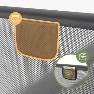 Praktični mrežasti džep za odlaganje igračaka i sitnica na ogradici Tulano Cozy 28 Graphite