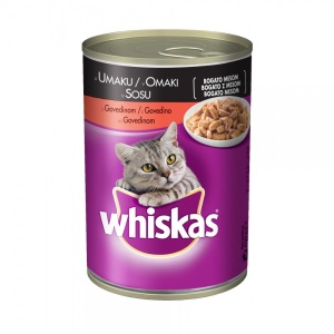 Whiskas Konzerva Vlažna hrana za mačke 1+ godina, sa govedinom u sosu 400g