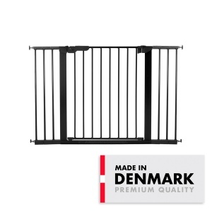 BabyDan Premier sigurnosna ogradica sa 6 produžetaka 112–119.3 cm – pressure fit, crna
