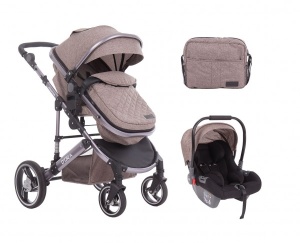 KikkaBoo Kolica za bebe D'ORA Bež set 2in1 sa autosedištem