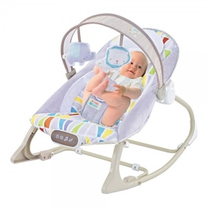 Ležaljka - Majčino krilo za bebe i decu do 18 kg, sa šarenim trapezima, muzikom i vibracijom - Img 2
