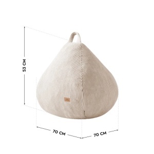 Prikaz dimenzija dečijeg lejzi bega Mark Adler Comfy 1.0 Children Beige 70 cm x 70 cm x 53 cm
