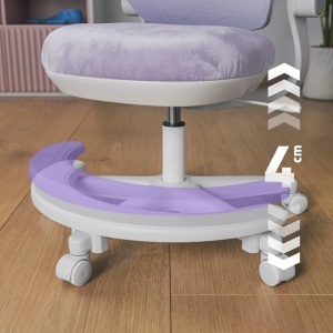 Prikaz opsega podešavanja visine oslonca za noge od 4 cm na stolici Mark Adler Junior 5.7 Purple