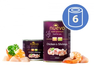 Nuevo Piletina i škampi Grain Free Vlažna hrana za mačke 200g x 6 kom. pakovanje