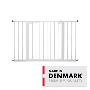 BabyDan Premier sigurnosna ogradica sa 6 produžetaka 112–119.3 cm – pressure fit, bela