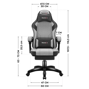 Gejmerska stolica Huzaro Force 3.7 Grey - Img 2