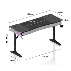 Gejmerski sto Huzaro Hero 4.6 RGB Black 160x60 cm - Img 4