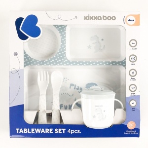 KikkaBoo Set posuđa 4 dela Dinosaur Blue - Img 2