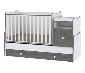 Krevetac za bebe "TREND PLUS" Beli Vintage Sivi - Img 3