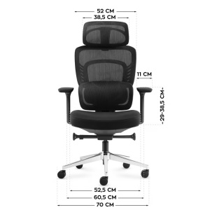 Prednje dimenzije Mark Adler Visioner 6.1 stolice širina sedišta 52.5cm i razmak rukohvata 70cm