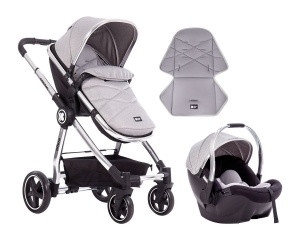 KikkaBoo Kolica za bebe ALLURE Siva set 2in1 sa autosedištem