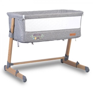 Prenosiva kolevka za bebe Shared Love siva + wood print