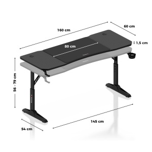 Gejmerski sto Huzaro Hero 4.6 Black 160x60 cm - Img 4