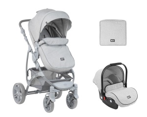 KikkaBoo Kolica za bebe NALA Siva set 2in1 sa autosedištem