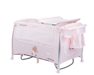 KikkaBoo Prenosivi Krevetac Dreamy Bear Pink 2 nivoa - Img 2