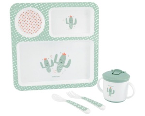 KikkaBoo Set posuđa 4 dela Cactus Mint - Img 3