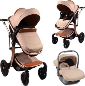 Kolica za bebe "Sofie" 2 u 1 Bež, set sa autosedištem