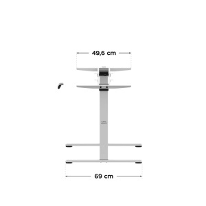 Skica bočnih dimenzija stope 69 cm i gornjeg nosača 49.6 cm za ram Mark Adler Xeno 4.5 White