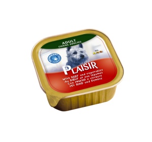Plaisir pašteta Vlažna hrana za pse govedina i povrće 150g